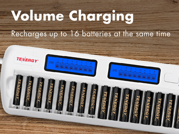 Recharge up to 16 batteries at the same time