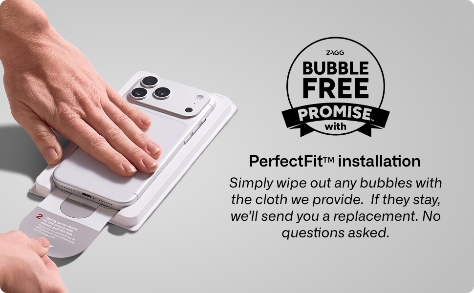 Bubble free promise with perfectfit installation