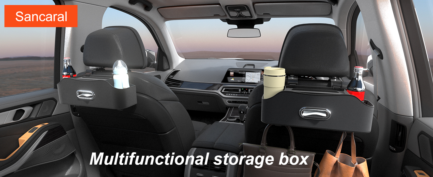 Sancaral Back Seat Cup Holder for Car – Multifunctional Seat Back Organizer with Drink Holders
