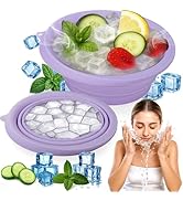 XANGNIER Face Bowl for Ice with Built-In Ice Tray – Collapsible Silicone Facial Ice Bath Bowl for...