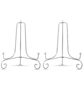 Artliving (2 Pack 7" Iron Plate Stand, Silver Iron Easel Plate Display Photo Holder Stand, Displa...