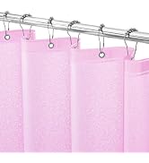 Seenus Waterproof Plastic Dreamy Pink Glitter Shower Curtain, Sparkle PEVA Shower Curtain Liner w...
