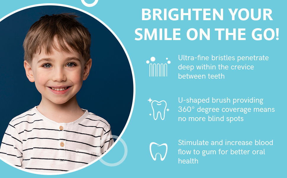 V-WHITE Electric Toothbrush Kids- Ultrasonic U-Shaped Toothbrushes for Teeth Whitening - 360° Mouth