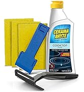 Cerama Bryte Combo Kit POW-R Grip, Scraper, Pads & Removes Tough Stains Cooktop and Stove Top Cle...