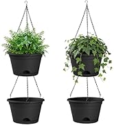 Nooulap 4 Pack Hanging Planters, 10 Inch Hanging Plant Pot with Hanger Chain &amp; Drainage Trays, Ha...