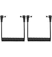 GINTOOYUN DC 5.5MM x 2.1MM 90 Degree Male to Male Plug Cable DC5521 Right Angle Coiled Power Adap...