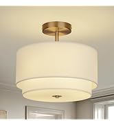 Gold Light Fixtures Ceiling Mount,12.6'' Semi Flush Mount Ceiling Light Fixture,Nursery Light Fix...
