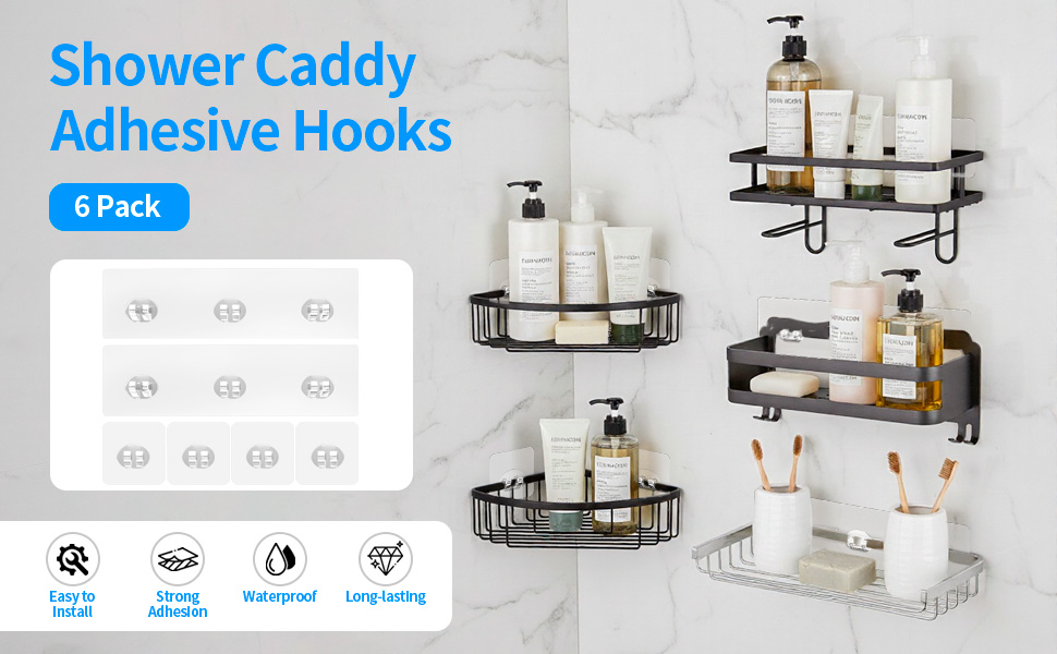 IOMDRWU Shower Caddy Adhesive Replacement, 6 PCS Strong Shower Shelf Adhesive