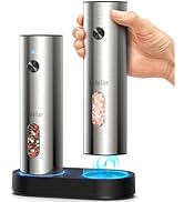 Salt and Pepper Grinder Set Electric,Rechargeable Salt and Pepper Shakers Stainless Steel with US...