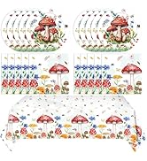 41Pcs Mushroom Birthday Decorations Enchanted Forest Party Tableware Set Wonderland Wildflower Mu...