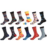 Gelante 12 Pairs Mens Funny Crazy Colorful Dress Crew Sock