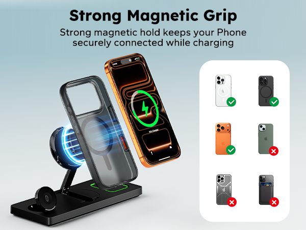 strong magnetic 3in1 charger stand