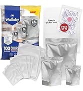 Wallaby 100 Count Mylar Bag Bundle - Multi-Size Pouches, 100x 400cc Oxygen Absorbers, 100x Labels...