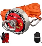 MUTUACTOR Magnet Fishing Kit 400lbs Pulling Force,Heavy Duty Neodymium N52 Magnet with 20m(64 Foo...