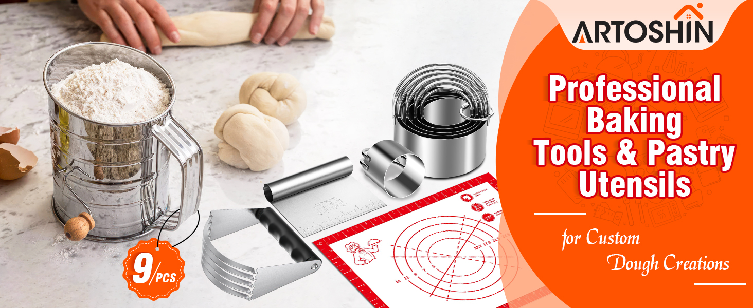 Pastry Cutter, Biscuit Cutter, Dough Scraper, Bread Lame, Stainless Steel Pastry Blender Set