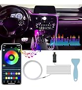 LivTee Smart LED Car Lights Interior with USB Port, LED Strip Fiber Optic Ambient Lighting Car, W...