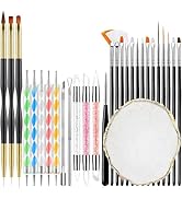 KINGMAS 29PCS Nail Art Brushes Nail Dotting Tools Palette Kit, Nail Art Gel Polish Liner Brushes ...