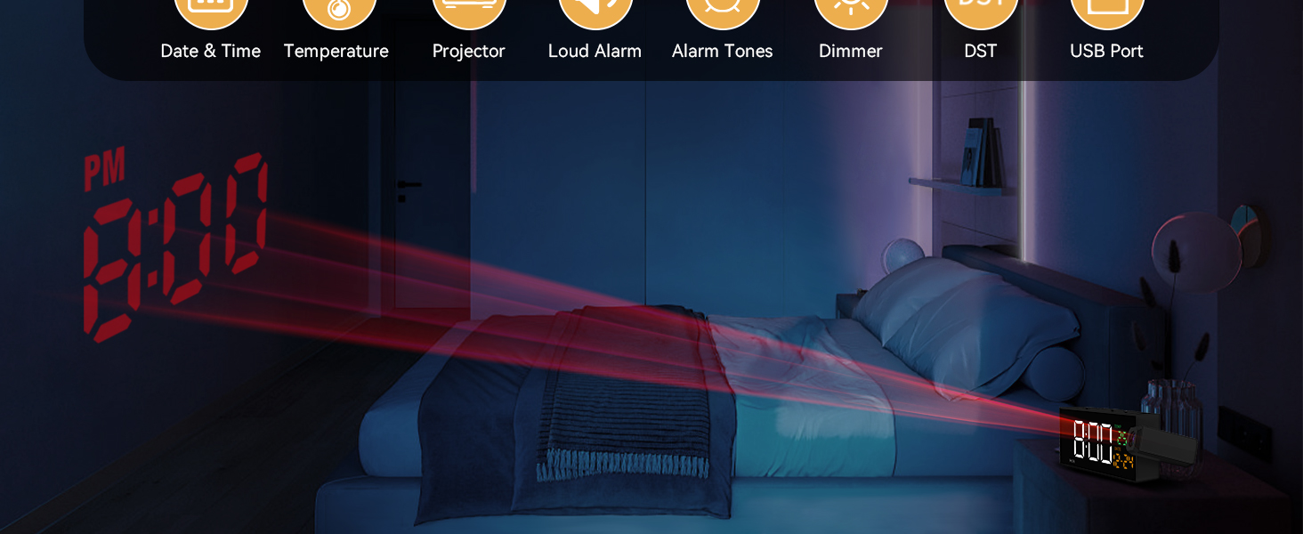 Projector Alarm Clock for Bedroom