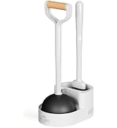 Sellemer 2 in 1 Toilet Brush and Plunger Set, Curved Design Head for Deep Clean, Heavy Duty Toile...