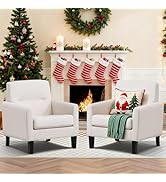 Accent Chairs Set of 2, Mid Century Modern Living Room Chairs Comfy Reading Chair with Upholstere...