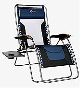 PORTAL Zero Gravity Chairs Heavy Duty Oversized XL Mesh Back Padded Seat Folding Beach Lounge Cha...