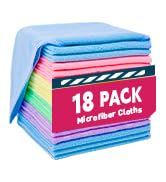TEAWOO Microfiber Cleaning Cloth-18 Pack, Reusable Lint-Free Cloth, Bulk Microfiber Cleaning Towe...