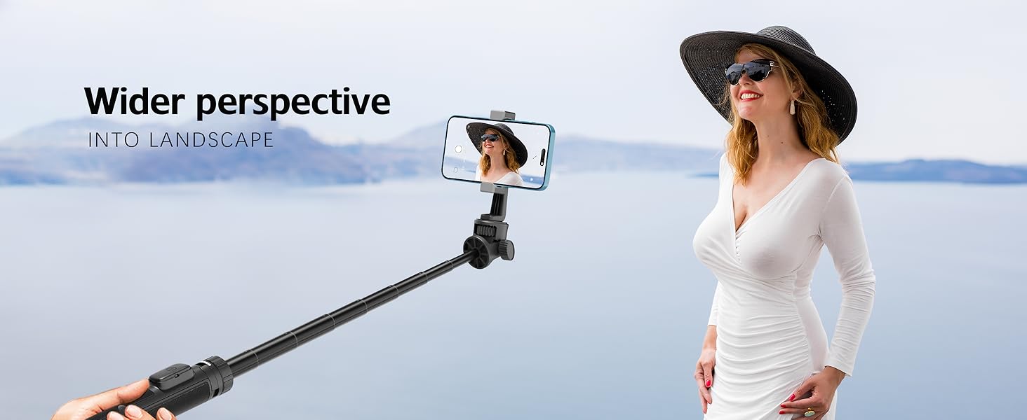 selfie stick with longer pole allows you have a wider views