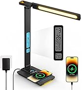 LED Desk Lamp with Wireless Charger, USB Charging Port, Sliding Dimmable Auto Timer Table Lamp wi...
