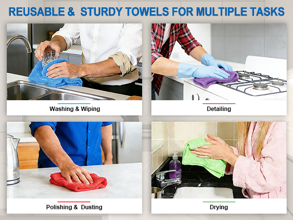 Reusable Lint Free Cloths Microfiber Rag for House, Kitchen, Car Care