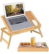 Bed Tray Breakfast Food Tray with Folding Legs Kitchen Serving Tray for Lap Desks Notebook Comput...
