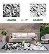 GENIMO Lightweight Plastic Outdoor Rug Waterproof, 5' x 8' Reversible Patio Plastic Straw Camping...