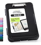 Sooez Reinforced Clipboard with Storage, Inner Plastic Folder Attached, Heavy Duty Plastic Clip B...