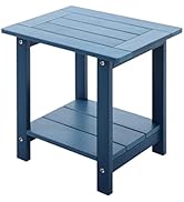 Meluvici Double Adirondack Side Table Weather Resistant, Outdoor Rectangular End Table for Adiron...