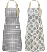NLUS 2 Pack Waterproof Cooking Aprons, Adjustable Bib Soft Chef Apron with 2 Pockets for Men Wome...