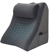 Vekkia 21” Extra-Wide Back Pillow with Adjustable Headrest – 2 in 1 Ergonomic Dual-Layer Wedge Ba...