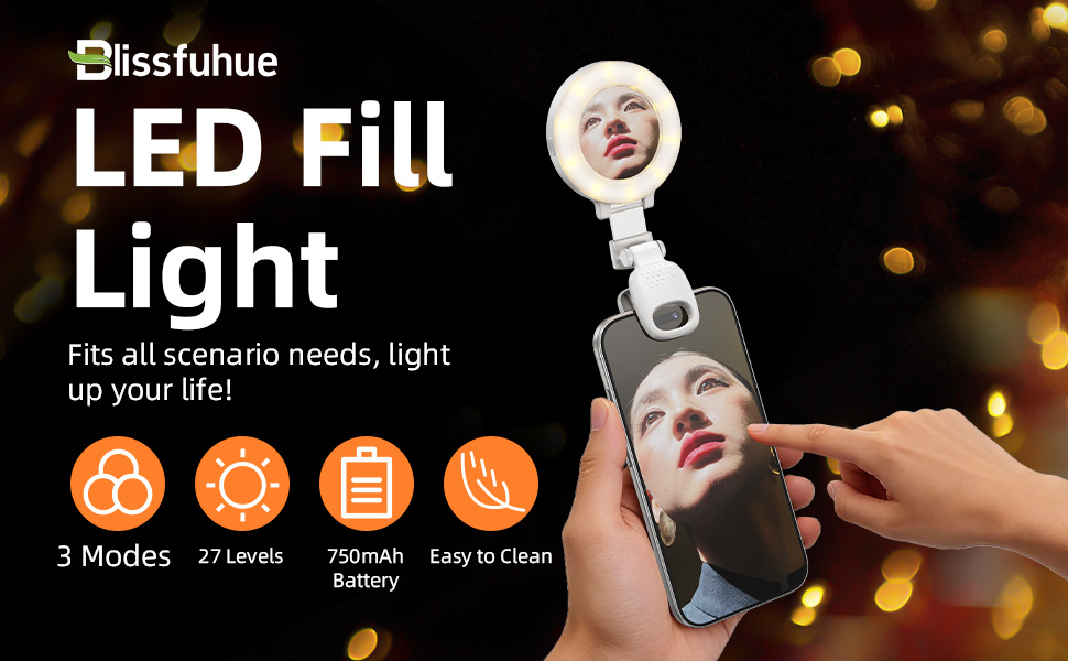 Portable Ring Light for Phone with Mirror