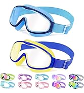 Vvinca Kids Goggles with Comfort Fabric Strap, Kids Swim Goggles Wide View Anti-Fog/UV No Leaking...