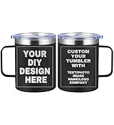 Personalized Coffee Travel Mug,12oz Custom Tumblers,Insulated Coffee Mug with Handle,18/8 Stainle...