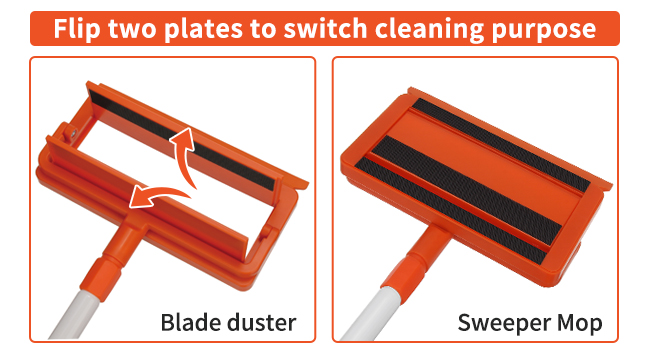 2 in 1 ceiling fan blade cleaning duster tool and floor sweeper mop with long handle for household