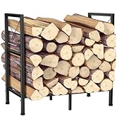 Peyulia Firewood Rack, Heavy Duty Firewood Holder, 2ft Firewood Storage Rack for Indoor Outdoor L...