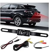 HD Backup Camera for Car with 8 LED Night Vision License Plate Camera,170° Wide Angle Waterproof ...
