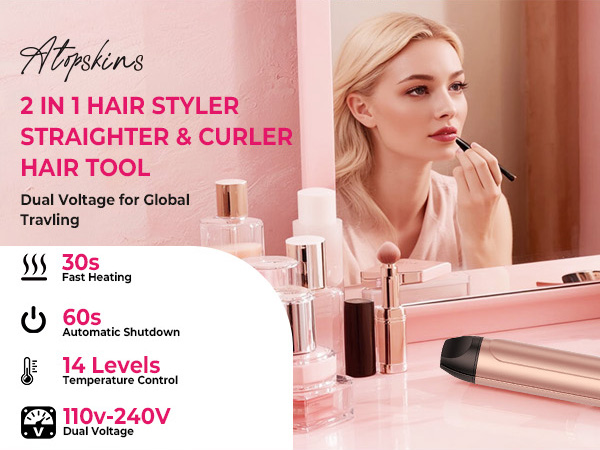 2 IN1HAIR STYLERSTRAIGHTER &amp; CURLERHAIR TOOLDual Voltage for Global Travling