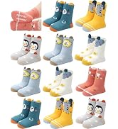 Aroveea Non Slip Grip Ankle Baby Socks 12 Pack for Toddler Boys and Girls Kids,Infant Cute Cotton...