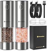 Rossedlyn Electric Salt and Pepper Grinder Set Rechargeable with 6 Adjustable Coarseness, Upgrade...