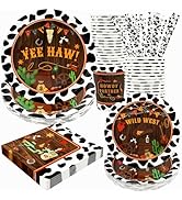 Western Birthday Party Supplies Decorations, Cowboy Wild West Theme Birthday Paper Plates and Nap...