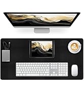 Meetcolor Leather Desk Pad Mat, Non-Slip Desk Mat, Large Mouse Pad for Desk, Black Mouse Pad 23.6...