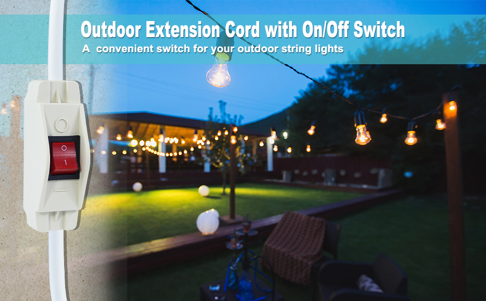 Short Outdoor Indoor Extension Cord with On/Off Switch