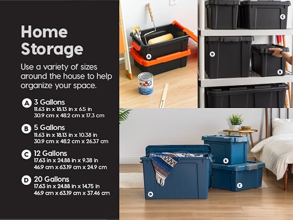 Lockable Storage Bins with Lids Heavy Duty, Stackable Containers, Garage Organizing Bins Moving Tubs