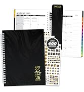 Decorably 12 Months Gold Foiled Monthly and Weekly Black Planner July 2025 to June 2026, 6.4x8.3i...