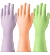 AUAUY Reusable Kitchen Dishwashing Gloves, Rubber Household Cleaning Gloves, Non-Slip Waterproof ...
